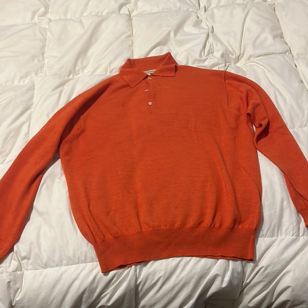 Peter Millar Merino/Cashmere sweater with collar- Men’s - M - Burnt Orange